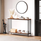 Garvee Console Table Étroit Pour Canapé Avec Étagère En Verre Et Cadre Métallique, Bois Ingénierie Résistant À L'eau, Vintage, Pour Couloirs Et Salons - 