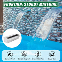 Fontaine de piscine en acier inoxydable Garvee, cascade, déversoir, 45 x 11 x 8 cm, antirouille, pour jardin et piscine