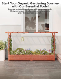 Jardinière surélevée Garvee avec treillis, bac à fleurs en bois de 114 cm (45 pouces), toit suspendu, résistante aux intempéries pour terrasse et balcon, coloris naturels