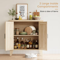 Petit meuble de rangement Garvee avec portes et étagères, buffet en rotin pour salon et cuisine, 76 x 40 x 80 cm, couleur naturelle