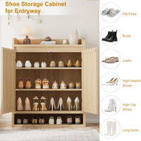 Rangement à chaussures moderne en rotin Garvee avec étagères réglables, structure en MDF, résistant à la poussière, idéal pour l'entrée et le salon, 80 cm (L) x 40 cm (l) x 100 cm (H), style bohème et rustique marron