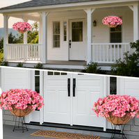 Ensemble de bougainvilliers artificiels Garvee avec panier pour jardin et terrasse, rose, résistant aux UV et aux intempéries.
