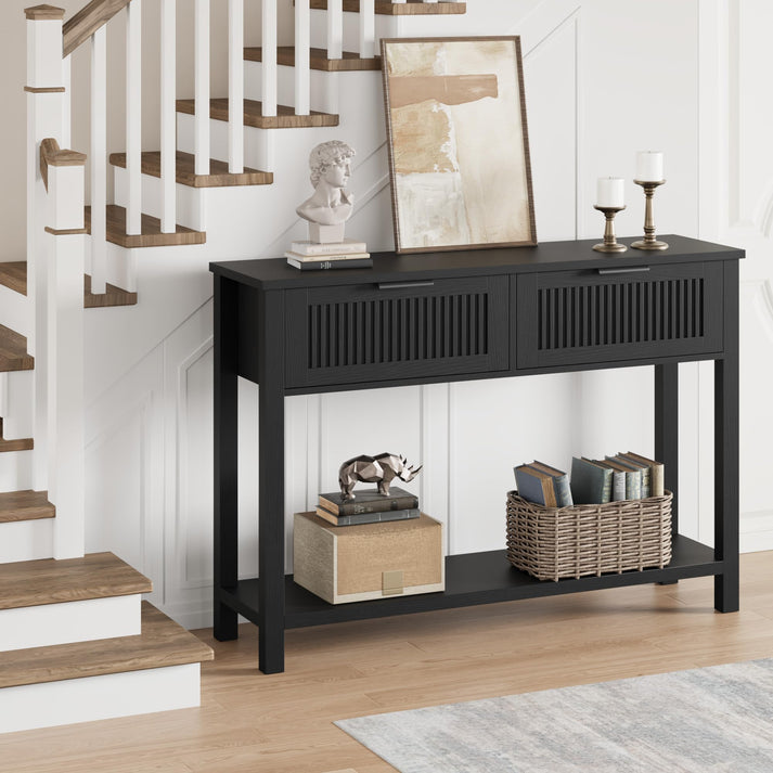 Plateau console déco cadres plantes lampes