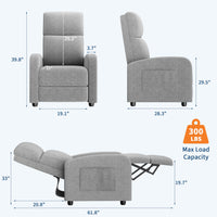 Fauteuil inclinable Garvee pour adultes, ergonomique et réglable, avec poche latérale, dossier haut, larges accoudoirs, assise rembourrée, idéal pour le salon ou la salle de cinéma maison.