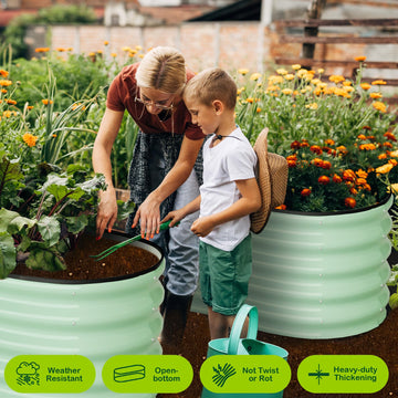 Garvee Jardinière surélevée ovale 137 x 61 x 30 cm, métal galvanisé avec double protection anticorrosion, bac de culture robuste pour extérieur