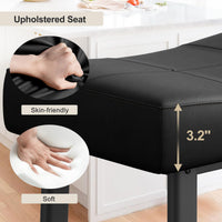 Garvee Lot de 2 tabourets de bar selle 61 cm, sans dossier, assise rembourrée incurvée, pieds métal et repose-pieds, pour îlot de cuisine ou bar, noir