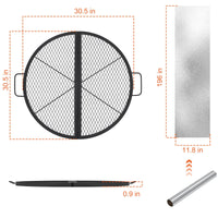 Grille de barbecue pliante Garvee de 77,5 cm (30,5 pouces) en acier robuste, idéale pour le camping. Pliable avec poignées, elle offre une grande surface de cuisson et est noire.