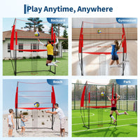 Filet de volley-ball portable Garvee, 2,4 x 3,3 m, hauteur réglable de 1,98 à 2,44 m, cadre en acier, filet Oxford, entraînement intérieur/extérieur