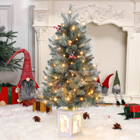 Sapin de Noël artificiel Garvee, 1 pièce – 90 cm, 78 LED (blanc chaud), 8 modes d'éclairage, socle bonhomme de neige, fibre optique, effet givré
