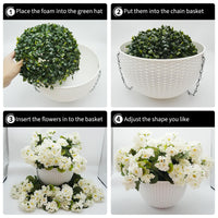 Ensemble de géraniums artificiels Garvee, résistant aux intempéries, 2 paniers, blanc, pour la décoration du jardin et de la terrasse