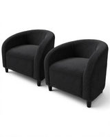 Garvee Set de 2 Fauteuils Barrel Bouclé Gris Foncé | Confort Ergonomique Poches Latérales | Pieds Plastique Durables Léger - Gris foncé – Lot de 2