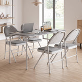 Ensemble de 4 chaises pliantes Garvee avec rembourrage épais en PU, pieds en métal et patins antidérapants, pour le bureau et les événements, grises, ergonomiques et empilables.