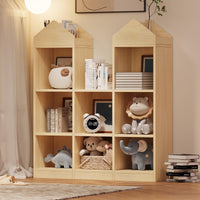 Étagère enfant Garvee 8 compartiments, forme château, grand espace de rangement, protection anti-basculement, bois, 3 niveaux, chambre d'enfant et salle de jeux, blanche