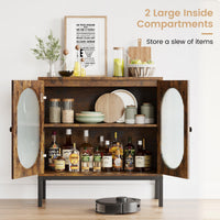 Garvee buffet avec façade en verre et étagère réglable, 80 cm, pour salon et cuisine, brun rustique