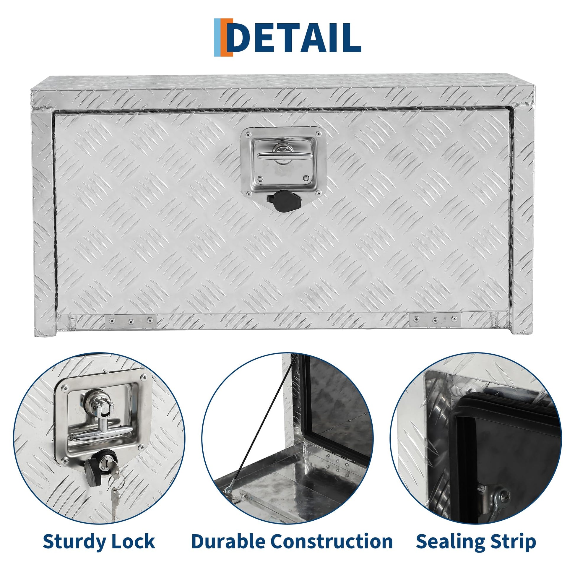 Garvee Coffre sous châssis en aluminium robuste 76 x 30 x 36 cm, rangement étanche argent pour pick-up, camping-car et remorque