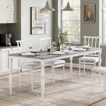 Table de salle à manger Garvee de style campagnard de 180 cm (71 pouces) pour 6 à 8 personnes, avec plateau en bois robuste et pieds en métal stables, idéale pour la cuisine et la salle à manger. Forme rectangulaire, résistante aux rayures.