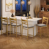 Garvee Lot de 4 tabourets de bar dorés de 56 cm, siège rembourré ergonomique, MDF et acier, pour cuisine et bar