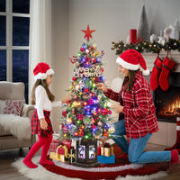 Sapin de Noël artificiel Garvee 125 cm avec éclairage LED et socle renne - Décoration de Noël festive