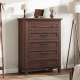 Garvee Commode à 5 tiroirs, en noyer, pour chambre et salon, grande taille, style rustique moderne, en MDF, imperméable et anti-basculement - Marron