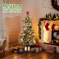 Sapin de Noël artificiel Garvee, 1 pièce – 120 cm, 150 LED (blanc chaud et multicolore), 8 modes d'éclairage, base transparente, fibre optique