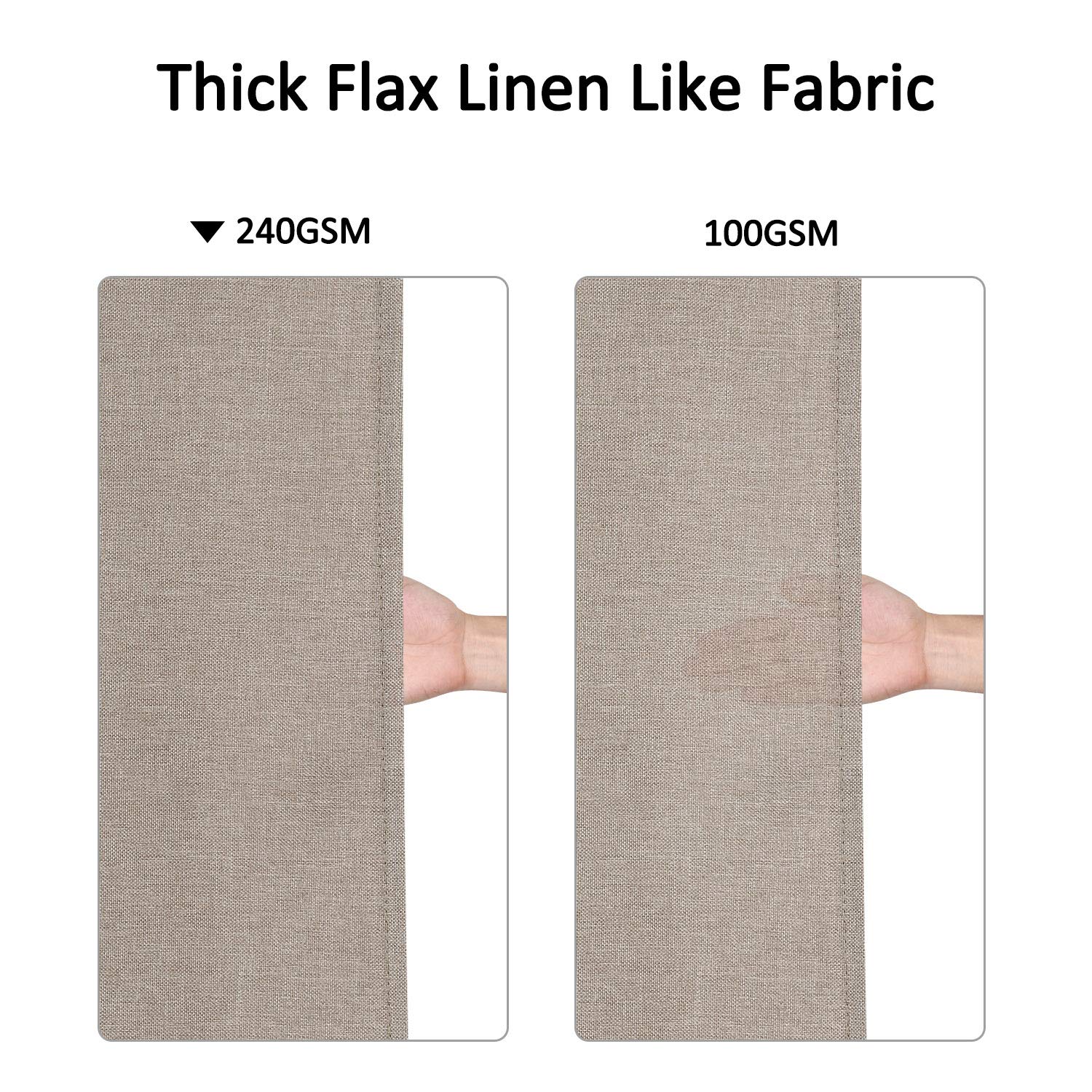 Rideau de douche en lin de luxe Garvee Hotel avec crochets pour salle de bain 240 x 200 cm Taupe