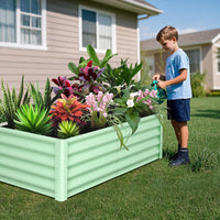 Jardinière surélevée galvanisée Garvee 180 x 90 x 45 cm en acier avec rebord de sécurité pour jardin et terrasse, durable et antirouille
