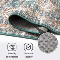 Tapis persan Garvee 160 x 230 cm Vert 100 % polyester, envers en TPR, hauteur de velours moyenne, lavable, antidérapant, pour salon ou chambre