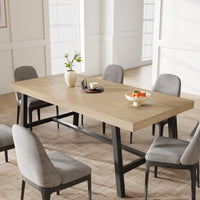 Garvee Table de salle à manger industrielle pour 6 à 8 personnes, structure métallique robuste, plateau en MDF brun rustique, pieds réglables