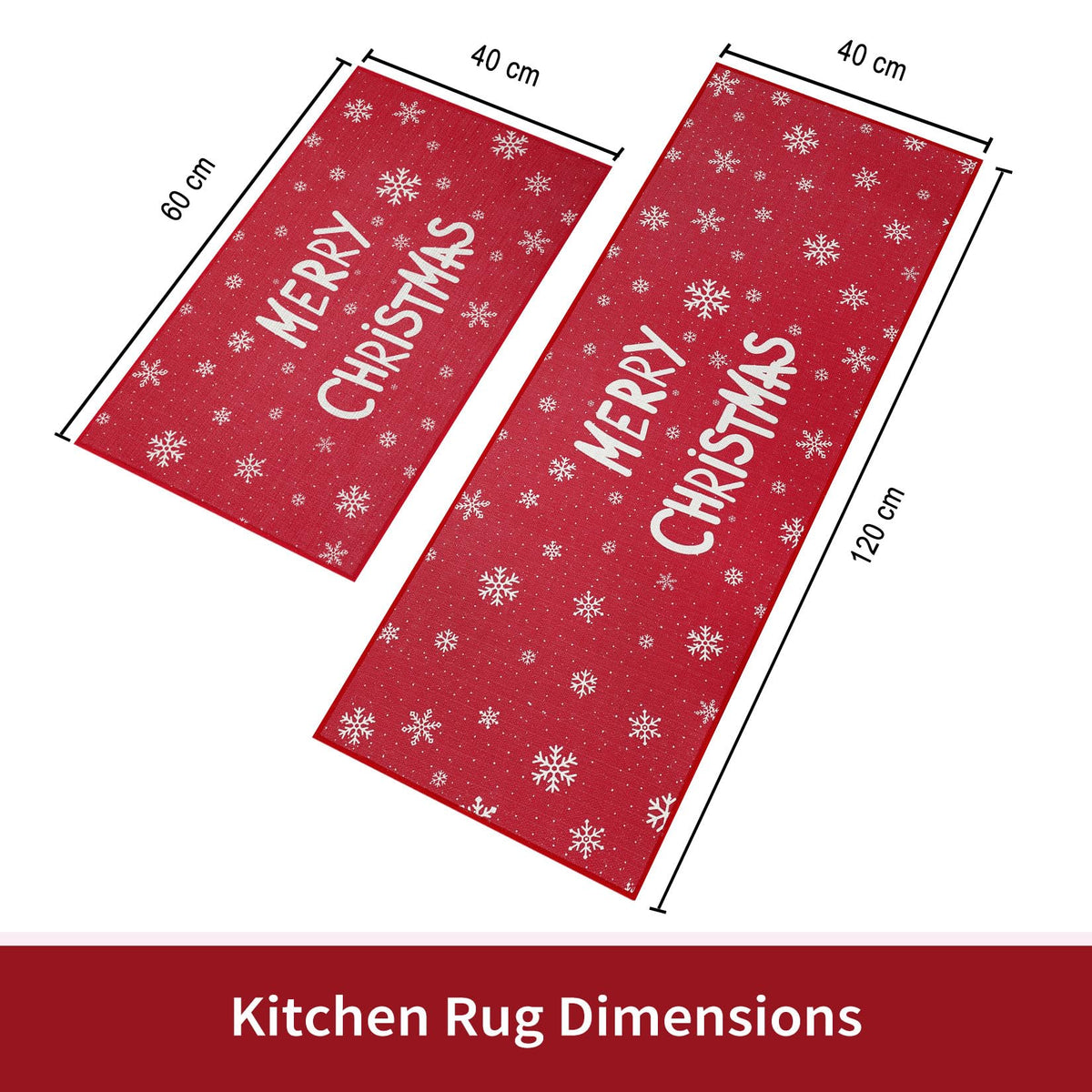 Ensemble de tapis de cuisine Garvee Kerst, 2 pièces, antidérapant, lavable, blanc, imprimé, pour paillasson, couloir, décoration de Noël, 40 x 60 + 40 x 120 cm