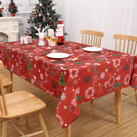 Garvee Nappe de Noël, polyester, résistante à l'huile et aux taches, lavable, pour l'intérieur et l'extérieur, motif de Noël, rouge, 132 × 229 cm