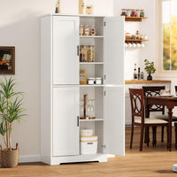 Armoire de cuisine Garvee de 178 cm de haut avec 4 portes et étagères réglables, en bois blanc, pour salle à manger, salle de bain, salon