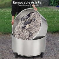 Brasero sans fumée Garvee 81 cm – Panier à feu double paroi en acier inoxydable avec poignées, idéal pour le camping et la terrasse.