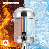 Garvee Distributeur de Boissons 8,3 L avec Bac à Glaçons, Support en Acier Inoxydable, Robinet et Bac d’Égouttement, Argenté, pour Fêtes et Mariages