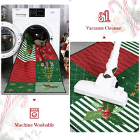 Tapis lavable en machine Garvee, motif sapin de Noël et flocons de neige, pour chambre et salon, 120 x 170 cm, rouge/vert