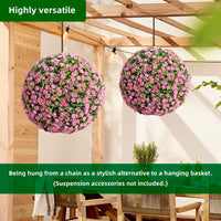 Garvee Lot de 2 Boules de Buis Artificielles 55 cm avec Fleurs, PE Résistant aux UV, pour Mariage et Balcon, Vert Rouge Rose