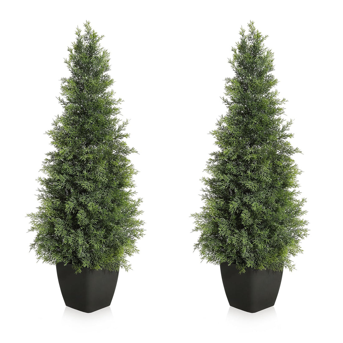 Arbre topiaire artificiel en cèdre Garvee de 91 cm (36 pouces), résistant aux UV, réaliste, tronc en bois, résistant aux intempéries pour une utilisation intérieure et extérieure, décoration de Noël verte