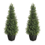 Arbre topiaire artificiel en cèdre Garvee de 91 cm (36 pouces), résistant aux UV, réaliste, tronc en bois, résistant aux intempéries pour une utilisation intérieure et extérieure, décoration de Noël verte