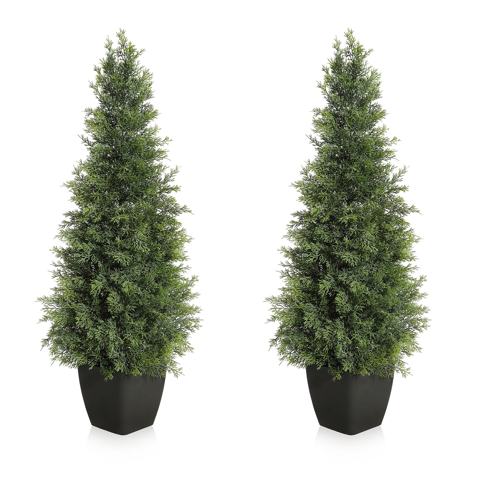 Arbre topiaire artificiel en cèdre Garvee de 91 cm (36 pouces), résistant aux UV, réaliste, tronc en bois, résistant aux intempéries pour une utilisation intérieure et extérieure, décoration de Noël verte