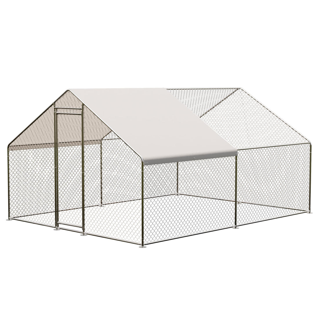 Grand Poulailler Métallique GARVEE 9,8 x 13,1 x 6,6 pi – Cage à Poules avec Accès Piéton, Bâche Imperméable et Anti-UV pour Jardin et Ferme – Argent