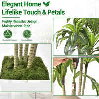 Arbre dragon artificiel Garvee de 120 cm avec pot de fleurs blanc pour salon, balcon ou bureau, plante tropicale en plastique réaliste