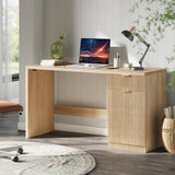 Garvee Bureau de direction 152,4cmavec rangement, bureau moderne pour bureau à domicile, MDF de 3cm(3cm), chêne naturel, salon et bureau