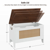 Garvee Coffre de Rangement en Bois avec Charnières de Sécurité, Banc Robuste 159 kg, Style Rustique Blanc, pour Salon et Salle de Jeux