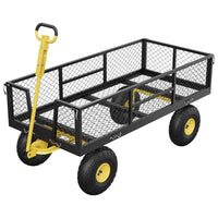 Chariot de jardin GARVEE 408 kg (900 lb), acier robuste 109 × 51 cm, côtés grillagés amovibles, poignée réglable, pneus 25 cm