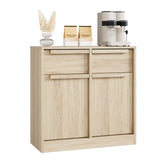 Garvee Buffet avec rangement en bois de poirier, 2 tiroirs, 2 portes, grande capacité, cuisine et salon, surface imperméable, naturel
