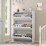 Garvee meuble à chaussures 3 tiroirs abattants, MDF blanc, 80,5 × 25,9 × 117,1 cm, étagères réglables pour entrée et salon - 