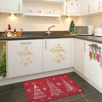 Garvee Christmas Zerbino Tapis de Noël Antidérapant 40x60cm, Motif Sapins de Noël et Flocons de Neige, Polyester, Pour Intérieur et Extérieur