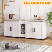 Garvee Enclos pour chat à double pièce avec mobilier intégré pour salon, 140cm (139,7cm) de long, blanc