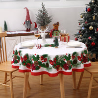 Nappe ronde Garvee Christmas 60 pouces à motif de feuilles, en polyester imperméable et résistant à la chaleur, idéale pour la salle à manger et le salon.