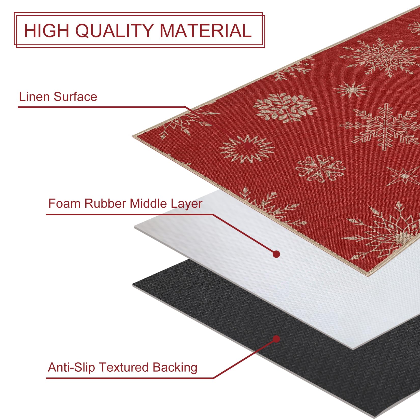 Tapis de porte Garvee à motif flocon de neige de Noël 40x60cm antidérapant pour intérieur/extérieur, Joyeux Noël, matériau durable, décoration festive