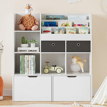 Étagère de rangement pour jouets Garvee, 121,4 cm (47,8 po), bibliothèque pour enfants avec tiroirs, étagère en bois moderne pour salle de jeux, salle de classe, chambre d'enfant